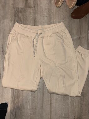 bcg Cream Pull-On Jogger Pants with Striped Drawcord